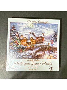 Country Cottages 1000-Piece Jigsaw Puzzle By Nicky Boehme 20"x27" Winter Scene